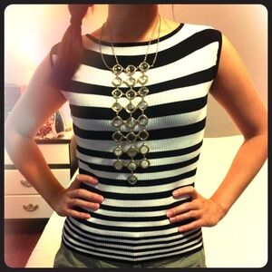 Striped Black and White Sleeveless Top